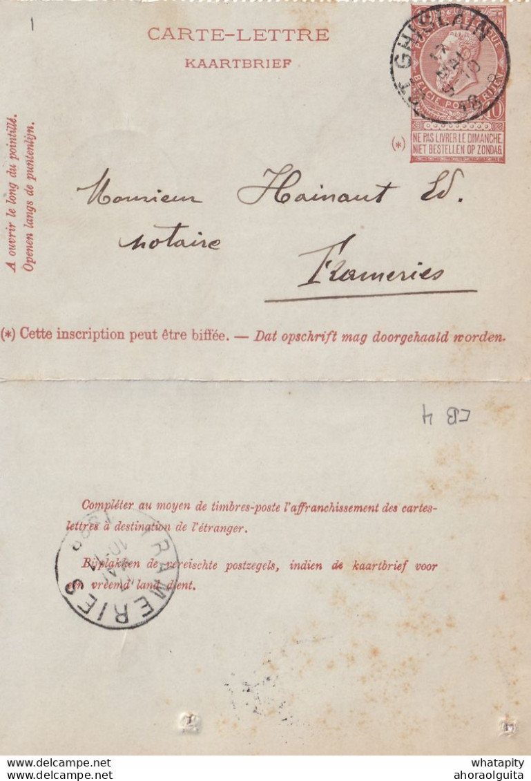 DDY741 - Entier Carte-Lettre Type TP 57 ST GHISLAIN 1898 Vers Le Notaire Hainaut à FRAMERIES- Signée Herminieaux - Cartes-lettres