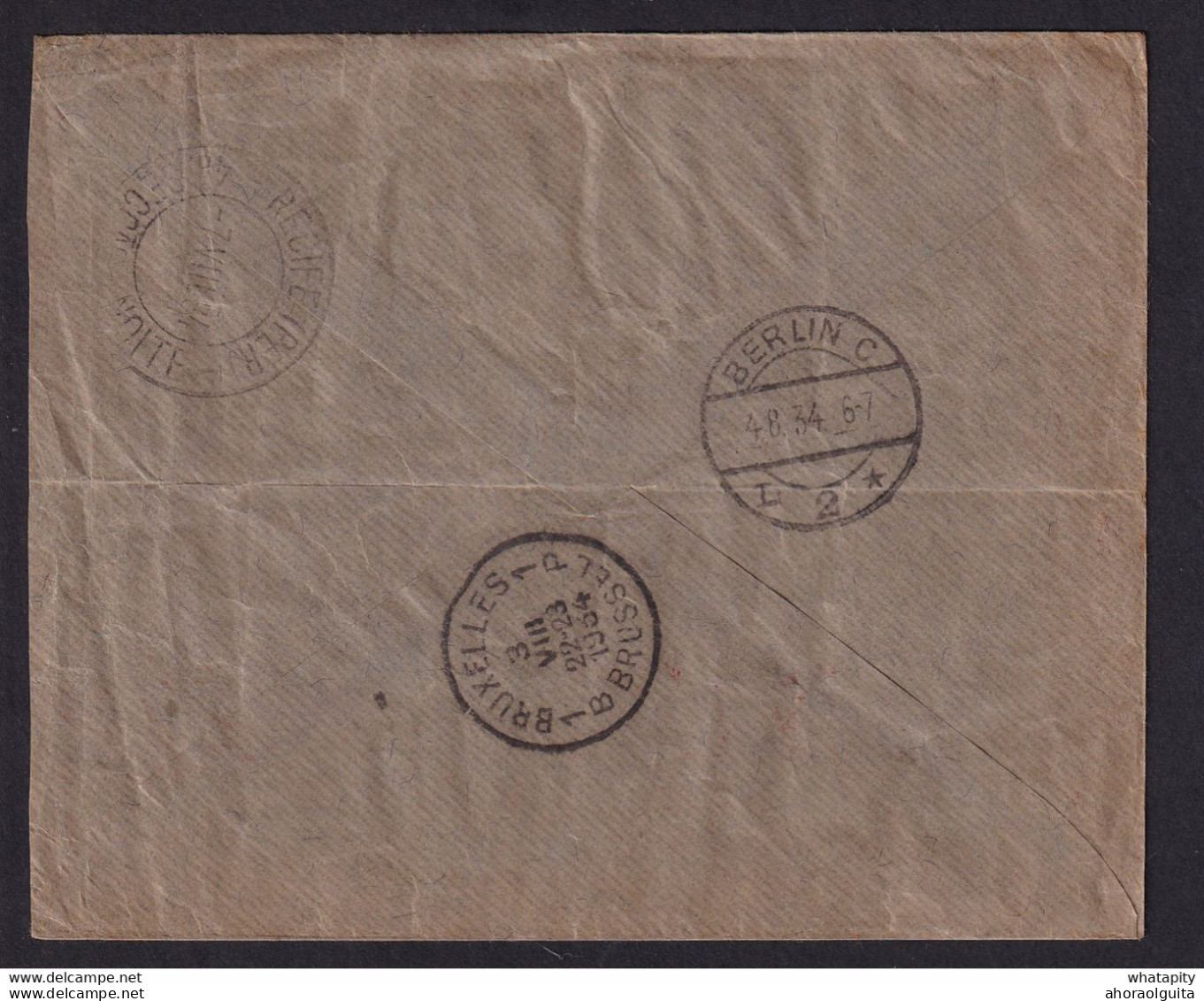 DDY 883 - Enveloppe PAR AVION TP Képis (Tricolore) LIEGE 1934 Vers Le Brésil- Cachet Deutdche Luftpost Europa-Sudamerika - 1931-1934 Képi