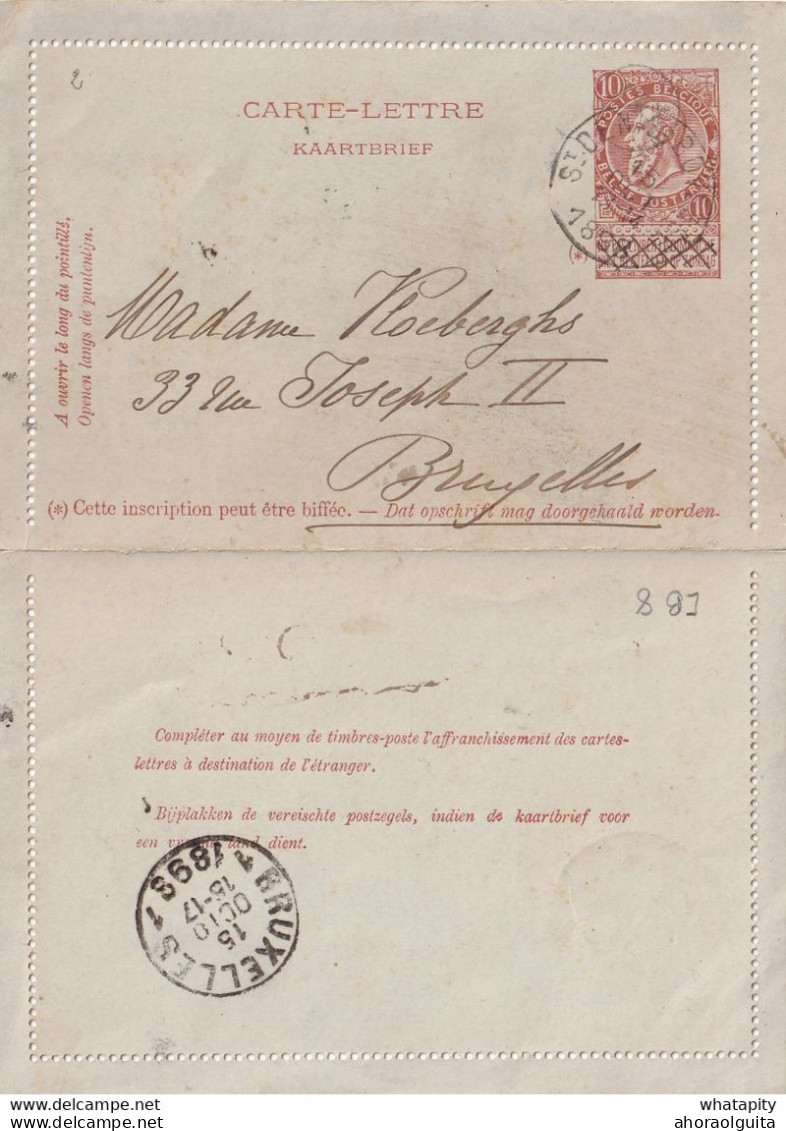 DDY740 - Entier Carte-Lettre Type TP 57 ST DENIS BOVESSE 1898 Vers BXL - Expédiée De JENNEVAUX - Cartes-lettres