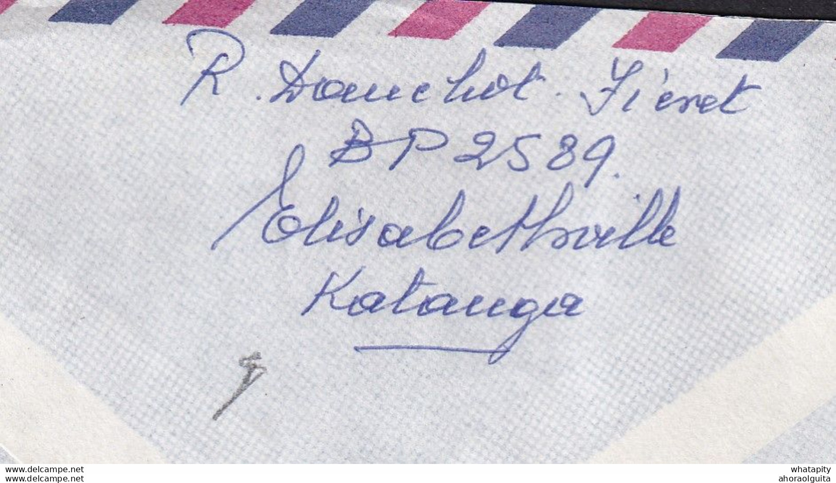 DDZ001 - Enveloppe Par Avion TP KATANGA 8 F Elisabethville 1962 Vers BRUXELLES - TTB Vignette Moise Tshombé - Katanga