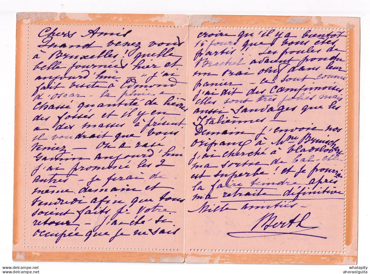 DDY 311 - Carte-Lettre Fine Barbe (avec Tous Ses Bords) COUCKELAERE Vers Mr Piers De Raveschoot à AIX LA CHAPELLE - Kartenbriefe