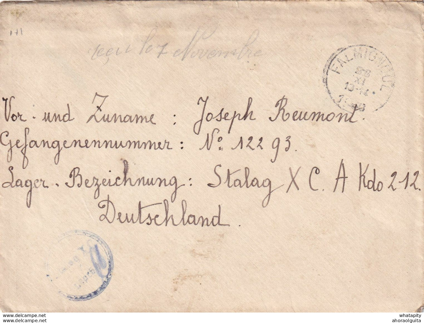 DDX 701 -- Enveloppe + Courrier Vers Le Prisonnier Reumont - FALMIGNOUL 1940 Vers Stalag XC + Censure - Oorlog 40-45 (Brieven En Documenten)