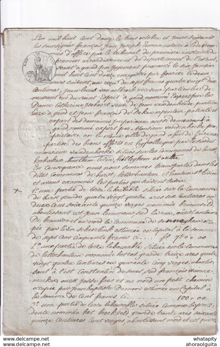DDX 483 -  Document Fiscal 9 Pages Occupation Française 1812 - Communes De BURST , KERKXKEN , HAUTHEM ST LIVIN , - Documentos