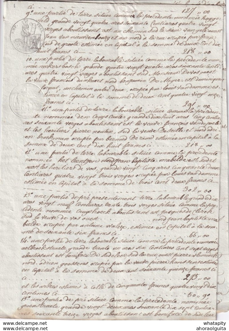 DDX 483 -  Document Fiscal 9 Pages Occupation Française 1812 - Communes De BURST , KERKXKEN , HAUTHEM ST LIVIN , - Documenti