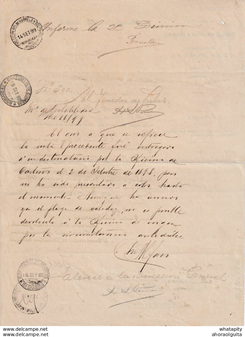 DDX 468 - Document Administration Des Postes BRUXELLES 1899 Vers Idem MONTEVIDEO Uruguay + Réponse (Cachets) - Volantini Postali