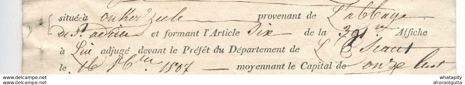 Document Département De L'Escaut Vente De Biens Nationaux 1809 Commune De ONKERZEELE (Abbaye De St Adrien) -- EE653 - 1794-1814 (Periodo Frances)