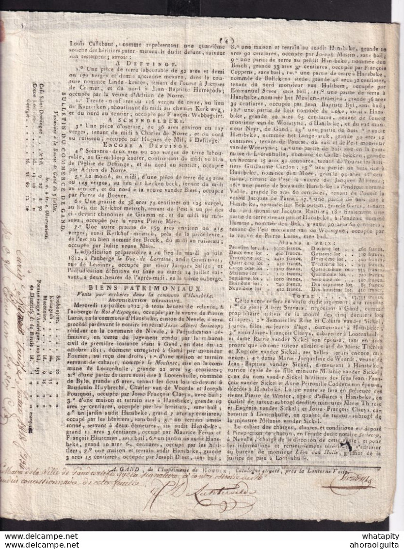 DDCC 418 - Journal De 4 Pages - No 88 Des Annonces Et Avis Divers De GAND 4/7/1812 - Imprimerie Houdin, Catalognestraete - 1794-1814 (French Period)