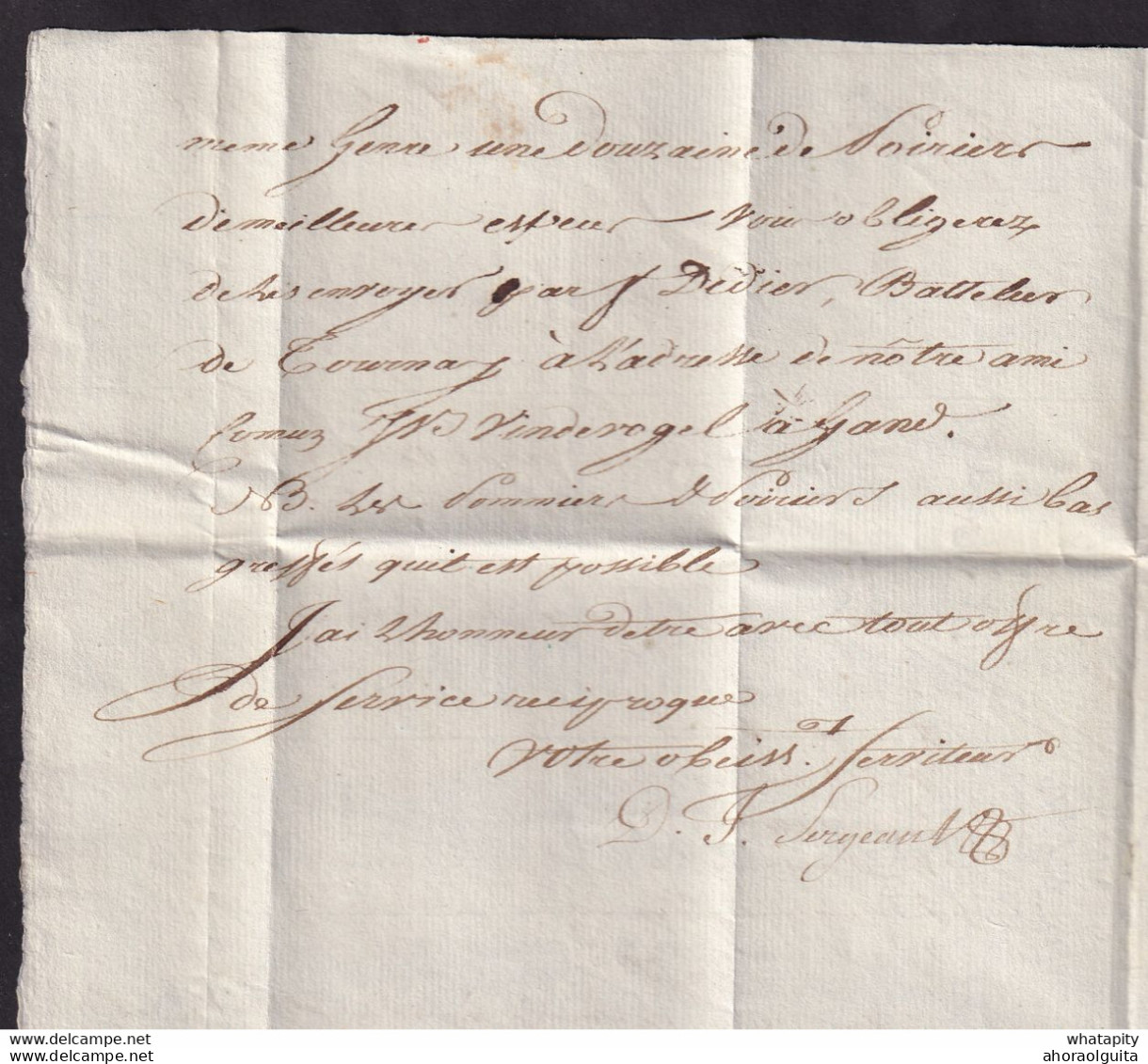 DDCC 912 - Lettre Précurseur 92 LOKEREN 1796 Vers TOURNAI - TB Texte Commande D' Arbres Fruitiers - 1794-1814 (Periodo Francese)