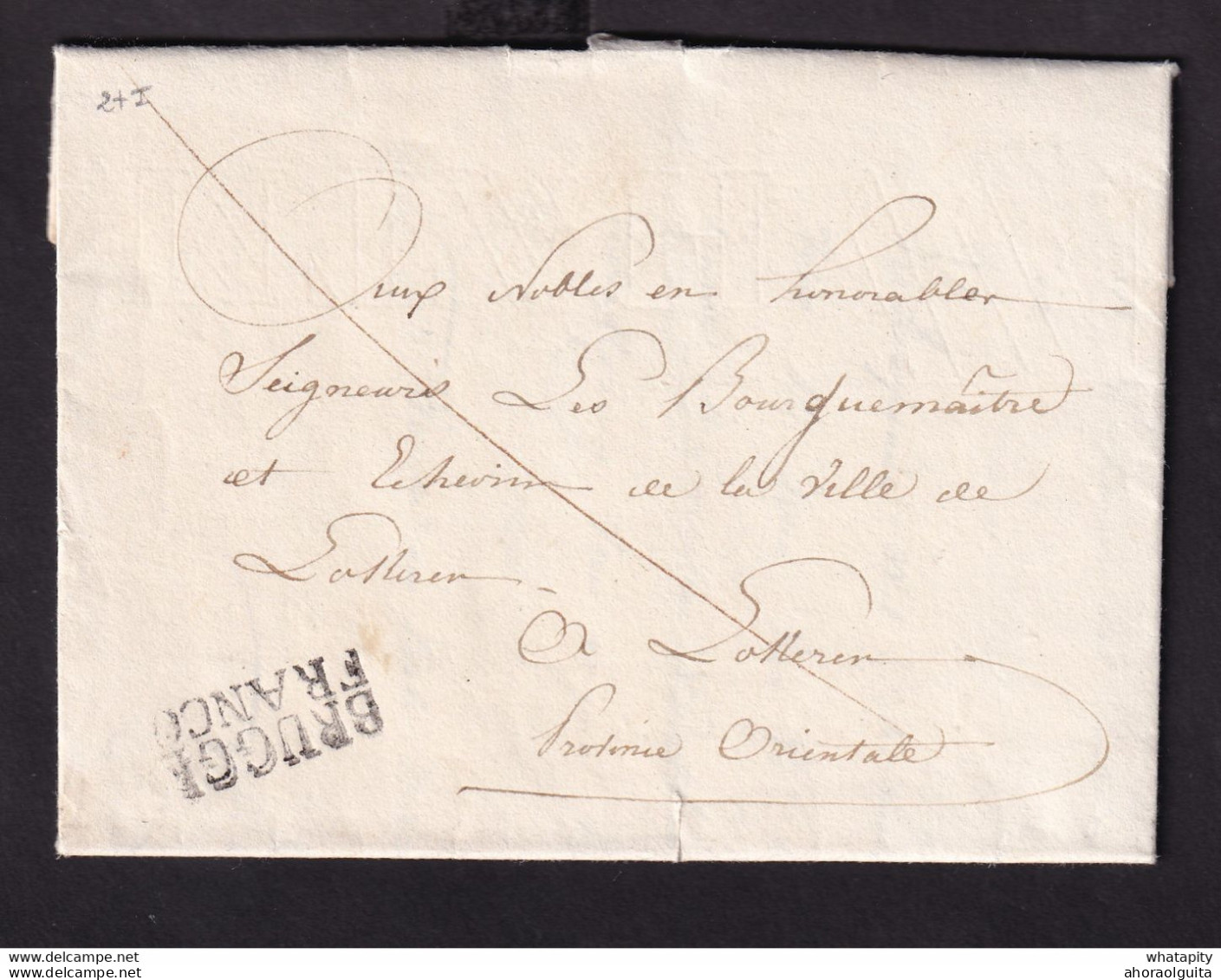 DDCC 808 - Lettre Précurseur BRUGGE FRANCO 1823 Vers Le Bourgmestre De LOKEREN - Signée Driessen(s) - 1815-1830 (Hollandse Tijd)