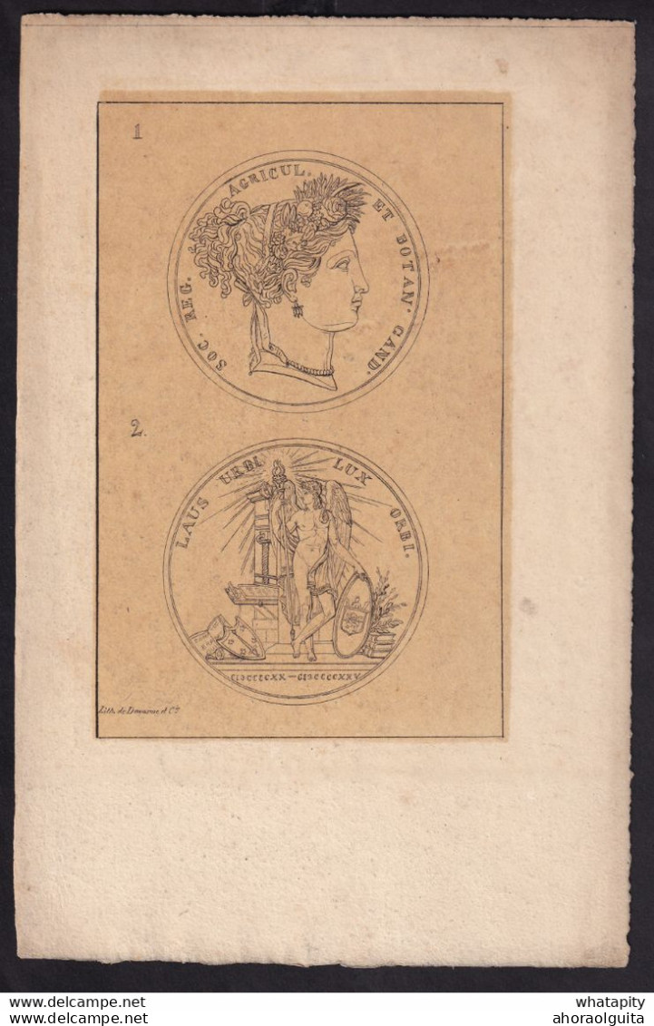 DDCC 425 - GAND - Empreintes Recto/verso Médaille De La Société Reg. Agricul. Et Botan. - Lith. Dewasme § Cie - Unternehmen