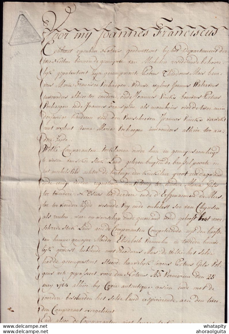 DDCC 416 - Acte Sur Papier Fiscal MECHELEN An 7  - Terrein In Het Mechelse Veld, Achter De Herberg De Kuikelaar - 1794-1814 (Franse Tijd)