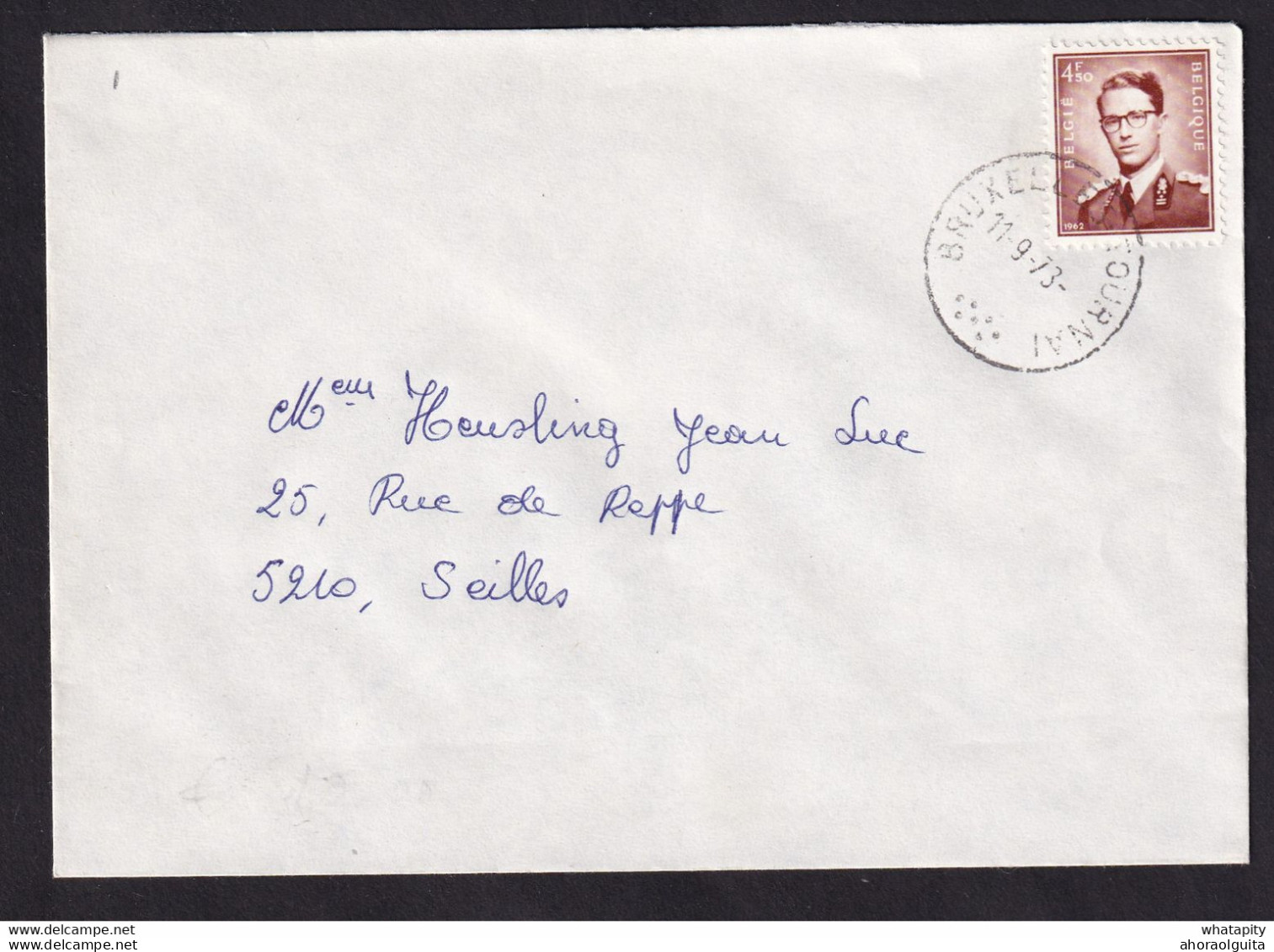 DDBB 791 - Enveloppe TP Baudouin Lunettes - Cachet AMBULANT BRUXELLES-TOURNAI 1973 Vers SEILLES - Empreinte RARE - Ambulants