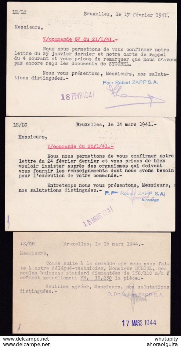 DDBB 792 - Carte Firme Robert ZAPP TP Sceau BRUXELLES 1945 - Griffe "SOUS SEQUESTRE" Pour Activités Pendant La Guerre - Guerra '40-'45 (Storia Postale)