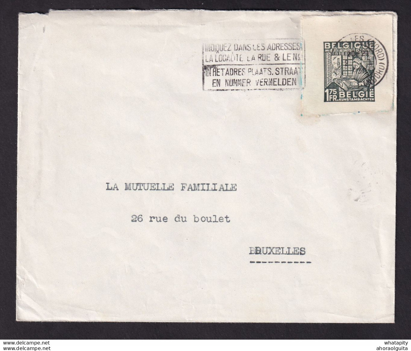 DDBB 751 - Enveloppe Avec 1 DECOUPURE Carte-Lettre Exportations BRUXELLES Nord 1950 Vers La Ville - Cartes-lettres