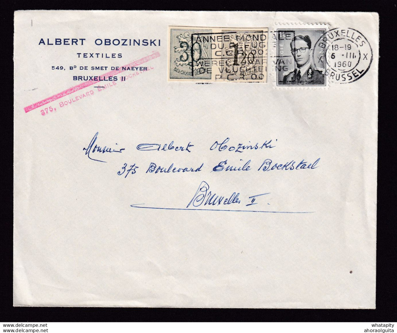 DDBB 750 - Enveloppe Avec 2 DECOUPURES Entiers Postaux Lions Héraldiques + TP Lunettes BRUXELLES 1960 - Postcards 1951-..
