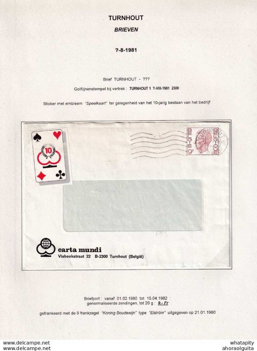 DDBB 194 - CARTES A JOUER - 2 Enveloppes Firme Carta Mundi TURNHOUT 1981/88 , 1 TTB Vignette - Zonder Classificatie