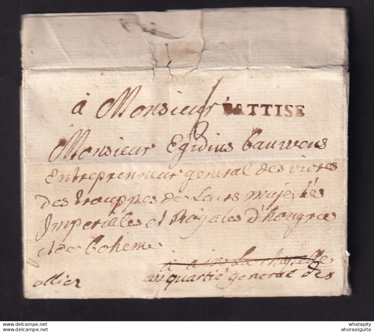 DDBB 197 - Histoire Postale De BATTICE - Précurseur 1747 Griffe BATTISE(avec S) - Lettre écrite à LUXEMBOURG - TRES RARE - 1714-1794 (Paises Bajos Austriacos)