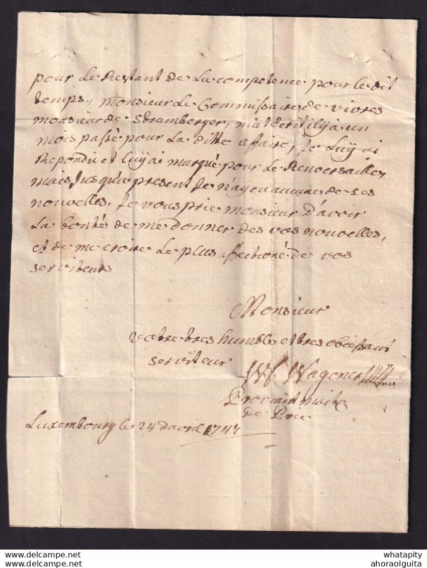 DDBB 197 - Histoire Postale De BATTICE - Précurseur 1747 Griffe BATTISE(avec S) - Lettre écrite à LUXEMBOURG - TRES RARE - 1714-1794 (Paises Bajos Austriacos)
