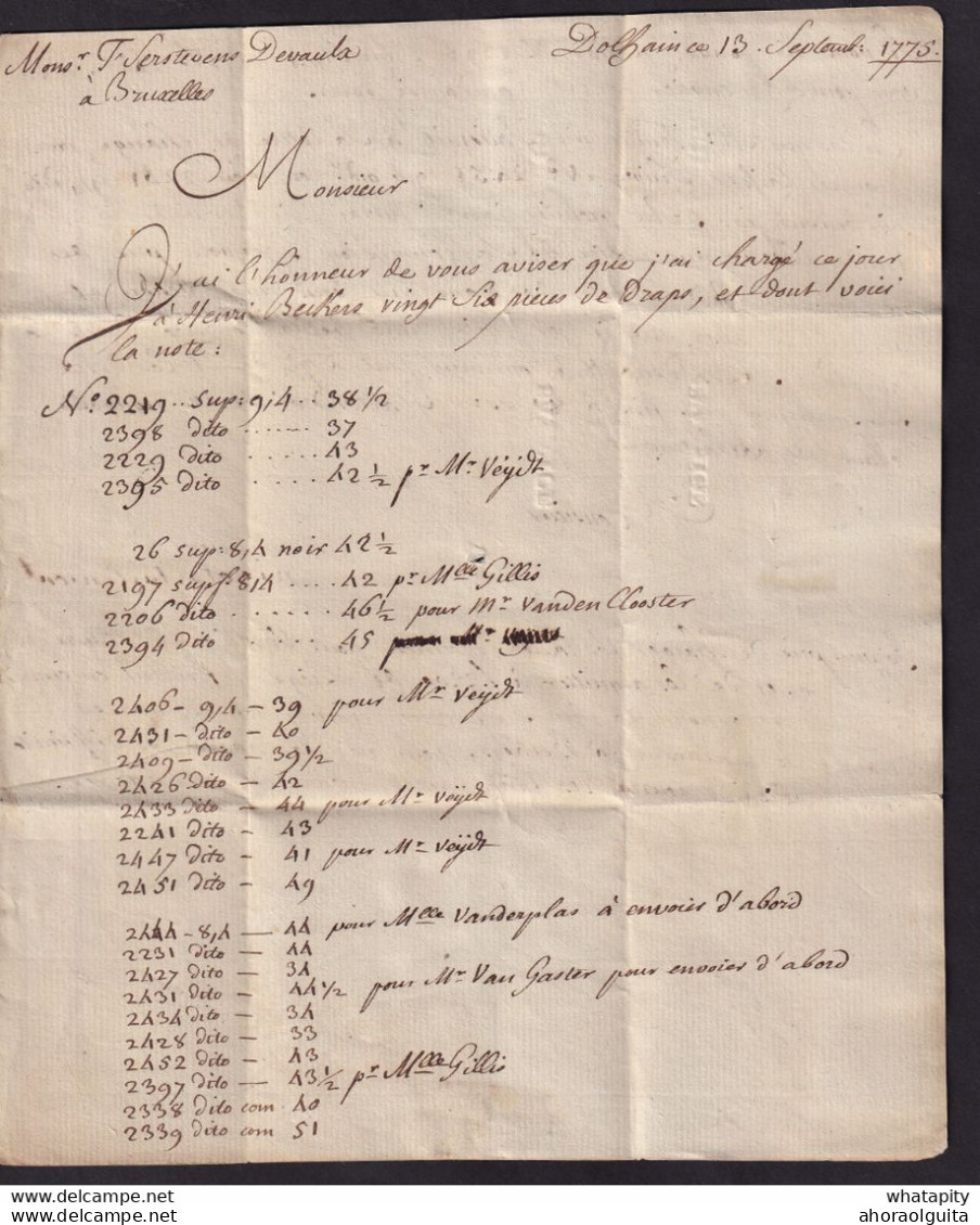 DDBB 198 - Histoire Postale De BATTICE - Précurseur 1775 Griffe BATTICE En Creux - Origine DOLHAIN - Signée Surlemont - 1714-1794 (Austrian Netherlands)