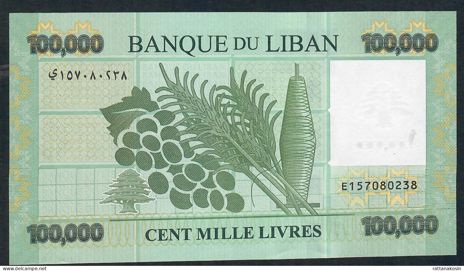 LEBANON  P95a 100000 Or 100.000 POUNDS  Dated 2017 (issued In 2018 ) Signature 12     #E15      UNC. - Liban