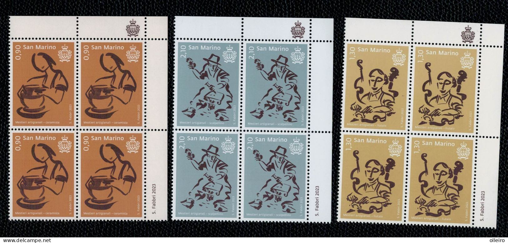 San Marino 2023  - Mestieri Artigianali 3v In Quartina Complete Set ** MNH - Unused Stamps