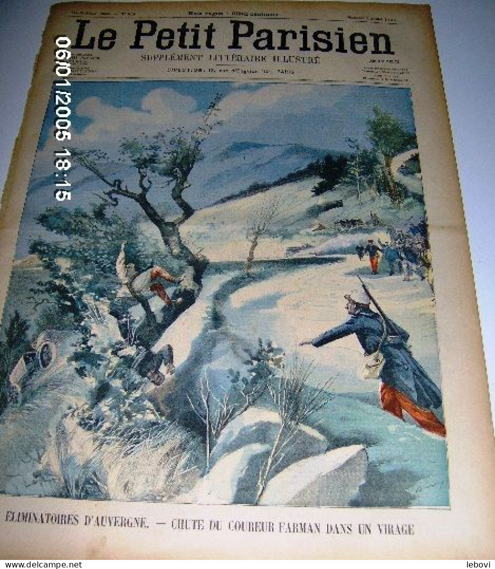 « Eliminatoires D’AUVERGNE – Chute Du Coureur Farman Dans Un Virage» In « Le Petit Parisien – Supplément Littéraire --> - Le Petit Parisien