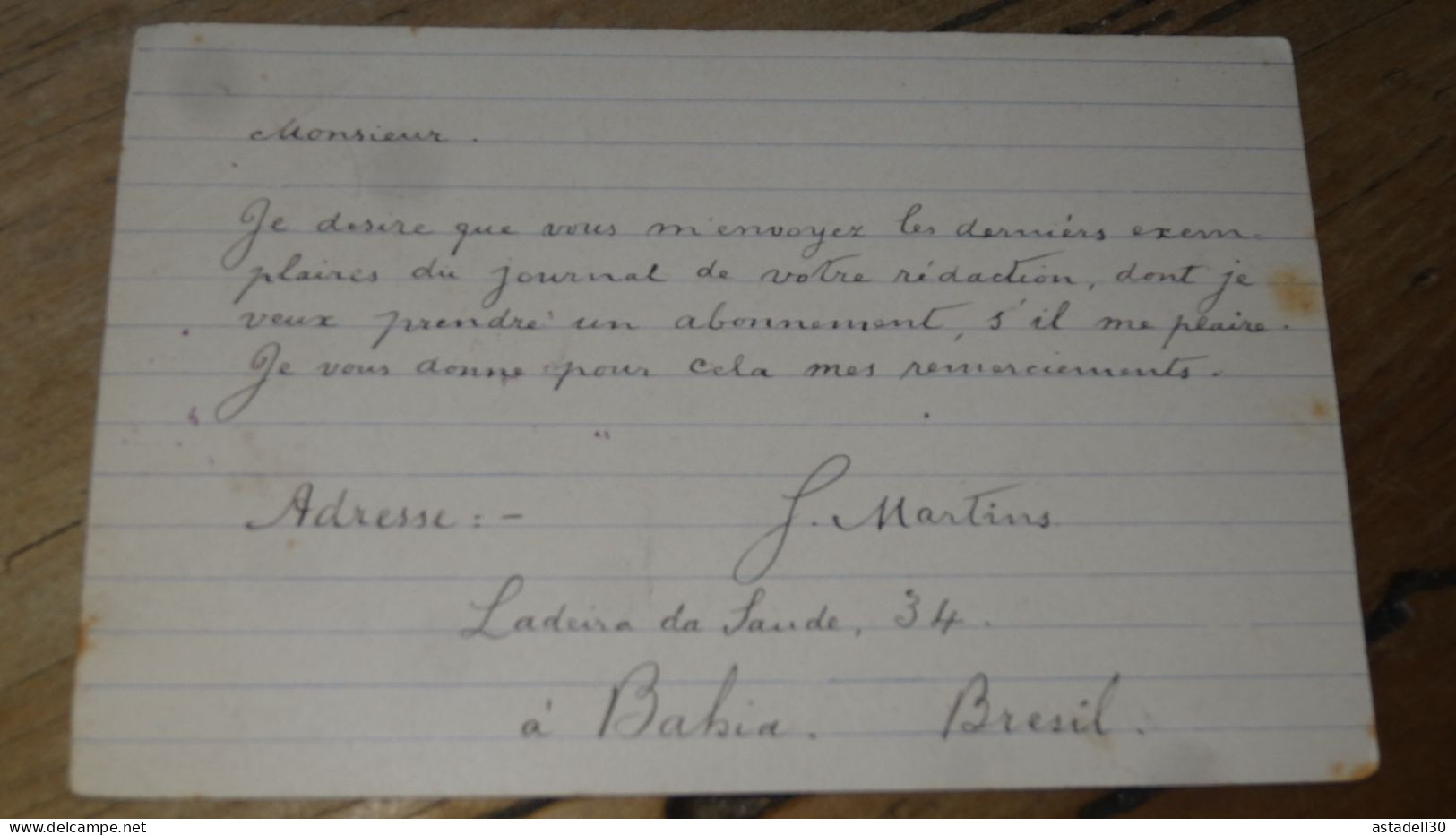BRASIL, Entier Postal 100r - Castro Alves Bahia 1902 ......Boite-2......259 - Briefe U. Dokumente