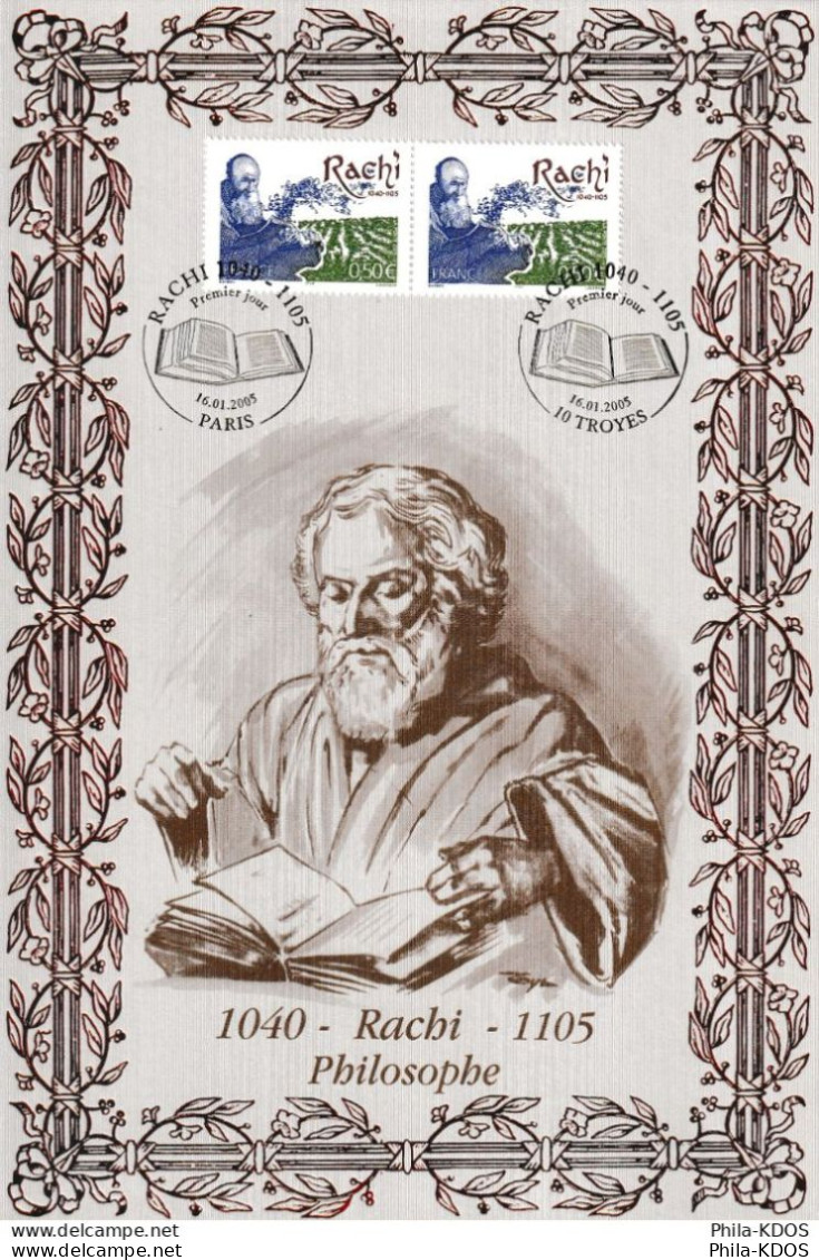 Rare (248/450) " RACHI " Sur Encart 1er Jour N°té En Soie De 2005. Ed° A.M.I.S. N° YT 3746 Parfait état. - Theologen