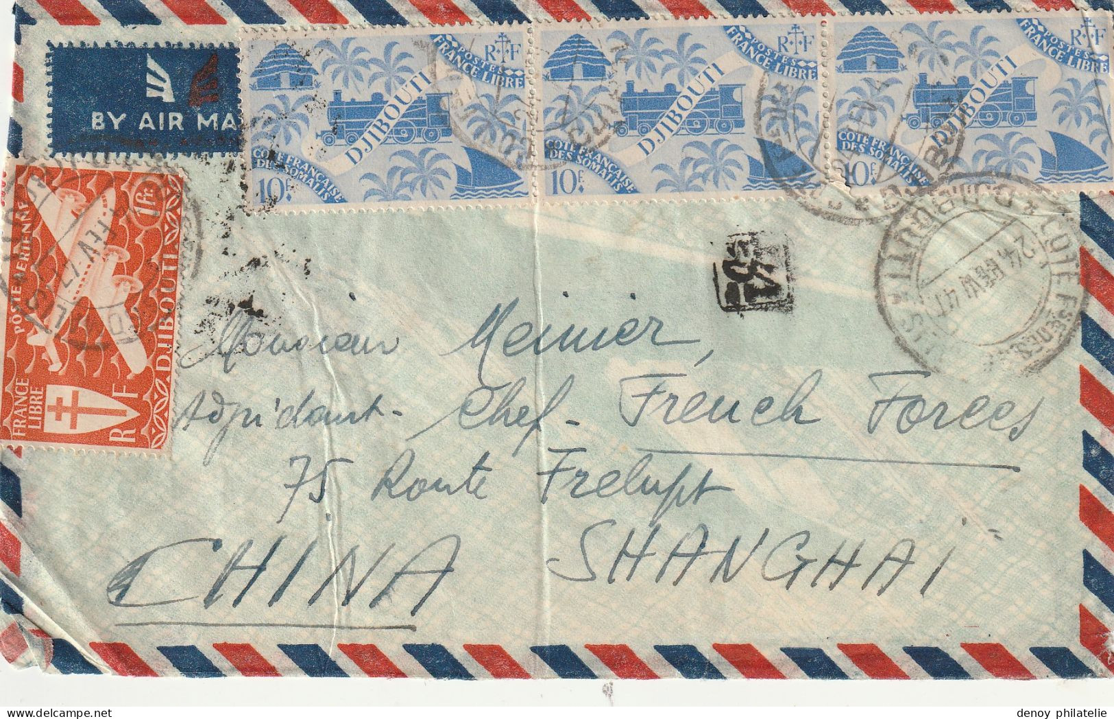 Lettre De Cote Des Somalis A Destination De Schanghai (chine )1947 - Briefe U. Dokumente