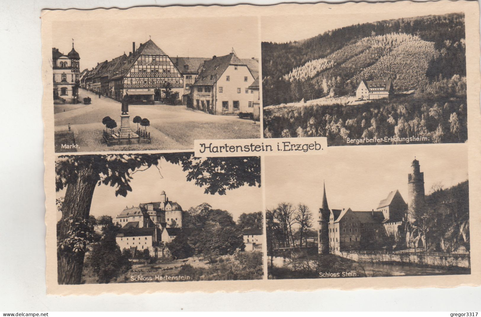 C9066) HARTENSTEIN I. Erzgeb. - Markt - Schloss - Schloss STEIN - Bergarbeiter Erholungsheim ALT 1940 - Hartenstein