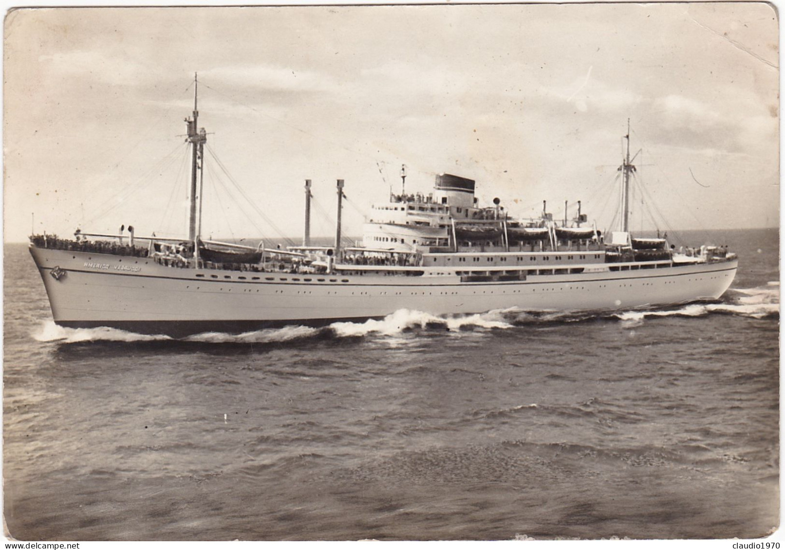 MPTONAVE - CARTOLINA  - AMERIGO VESPUCCI DELLA SERIE NAVIGATORI - VIAGGIATA PER CATANZARO - 1947- FRANCOBOLLO ASPORTATO - Tanker