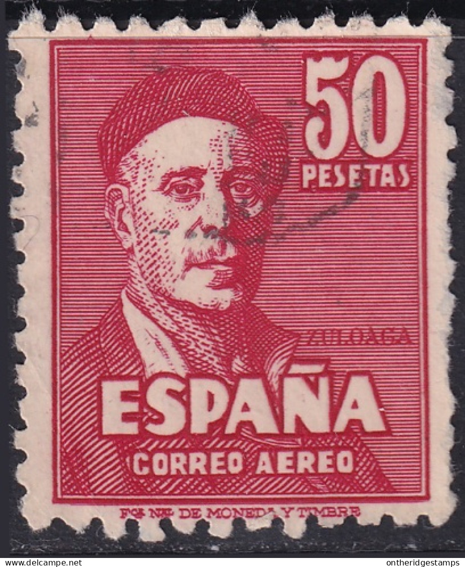 Spain 1947 Sc C124 España Ed 1016 Air Post Used Damaged Perfs On Right - Usados