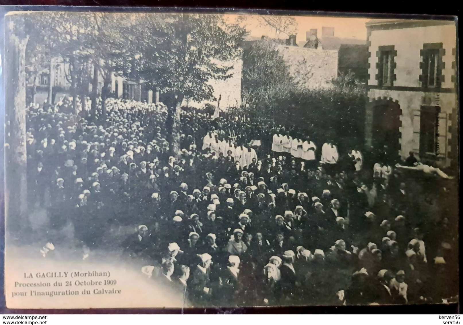 56 Morbihan La Gacilly Procession Pour L'inauguration Du Calvaire Rare - La Gacilly