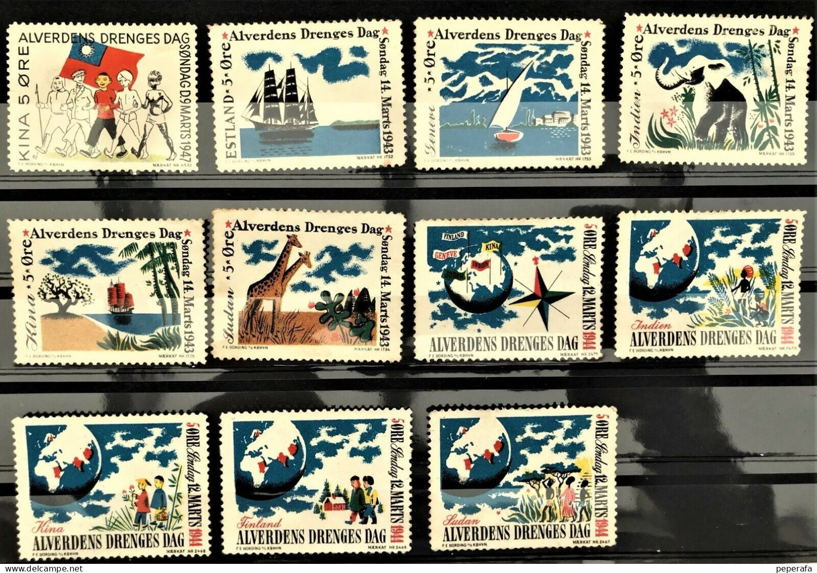 Denmark, COLLECTION Poster Stamp Mærke Cinderella Vignette, Alvererdens Drenges - Errors, Freaks & Oddities (EFO)