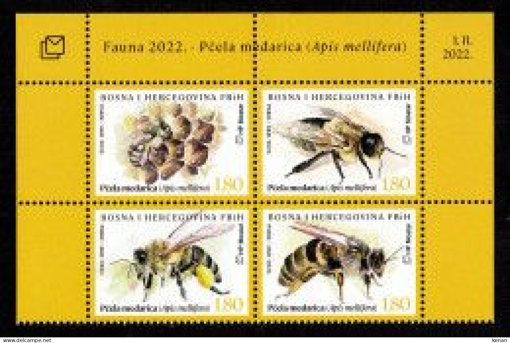 Bosnia And Hercegovina, HP Mostar, 2022, Insects - Honeybees (MNH) - Abeilles