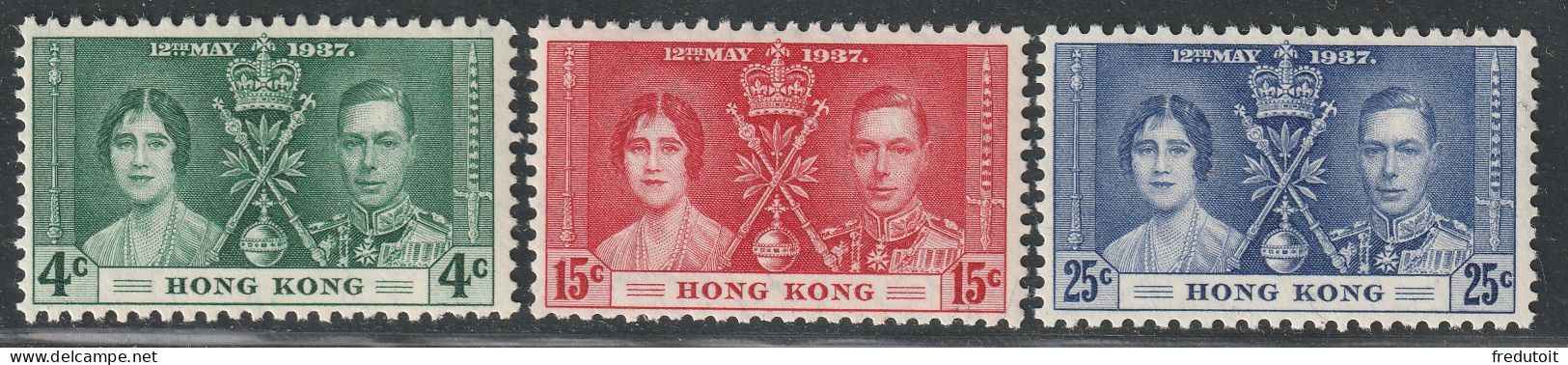 HONG KONG - N°137/9 * (1937) Couronnement De George VI - Neufs