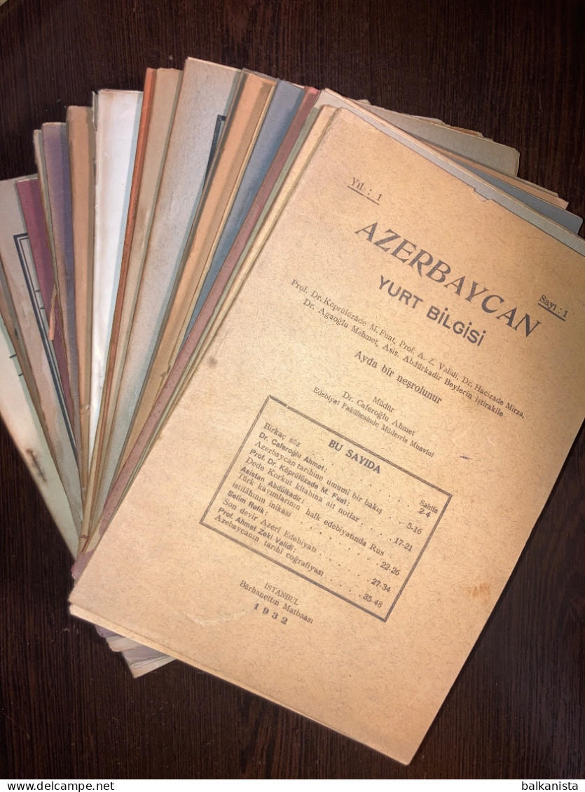 Azerbaycan Yurt Bilgisi 1932-1957 Issue: 1-37 Set - Azerbaijan Turkish Magazine - Revistas & Periódicos