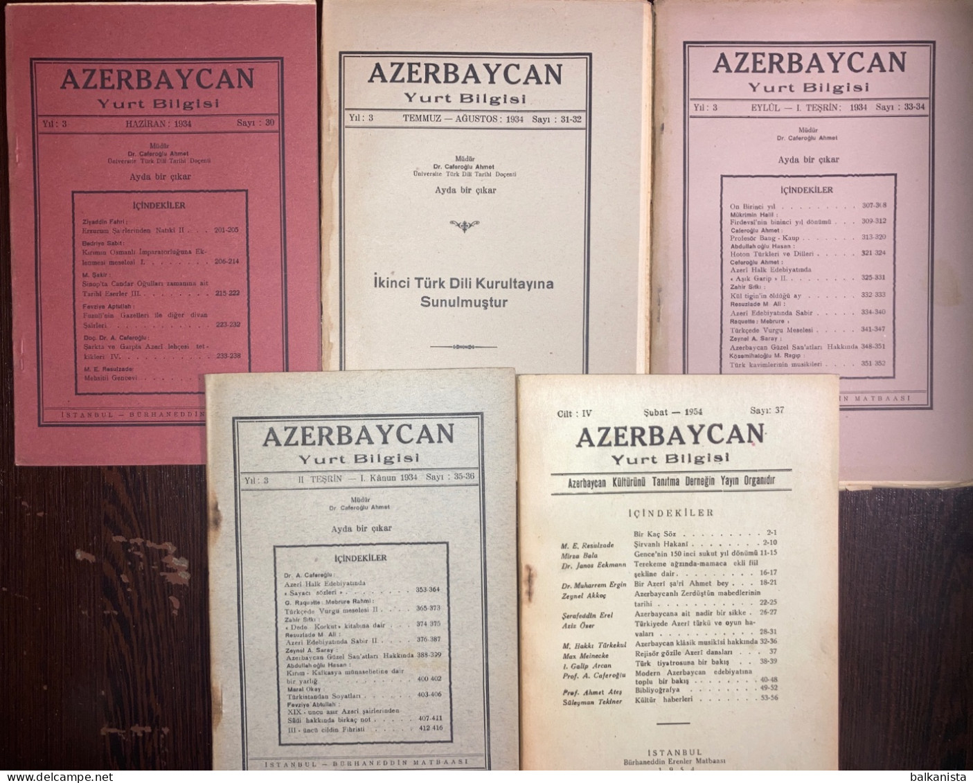 Azerbaycan Yurt Bilgisi 1932-1957 Issue: 1-37 Set - Azerbaijan Turkish Magazine - Revues & Journaux