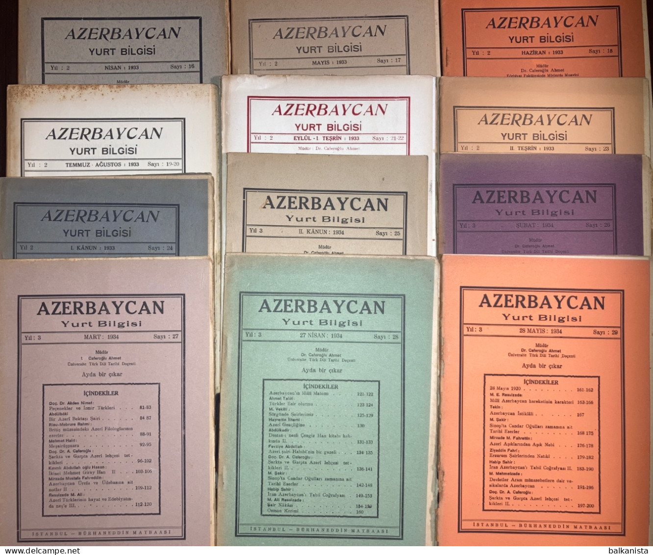 Azerbaycan Yurt Bilgisi 1932-1957 Issue: 1-37 Set - Azerbaijan Turkish Magazine - Tijdschriften