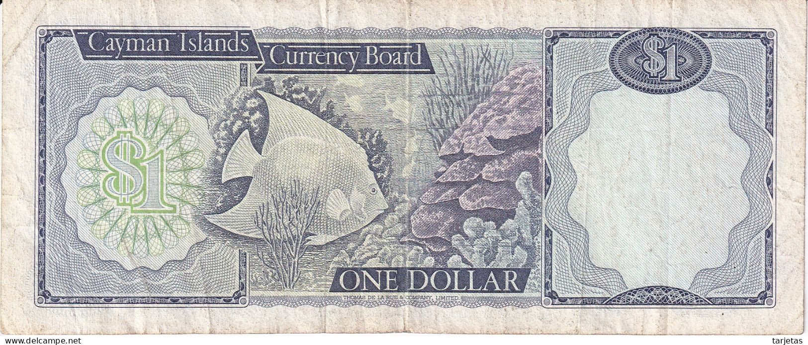BILLETE DE CAYMAN ISLANDS DE 1 DOLLAR DEL AÑO 1974  (BANKNOTE) PEZ-FISH - Islas Caimán