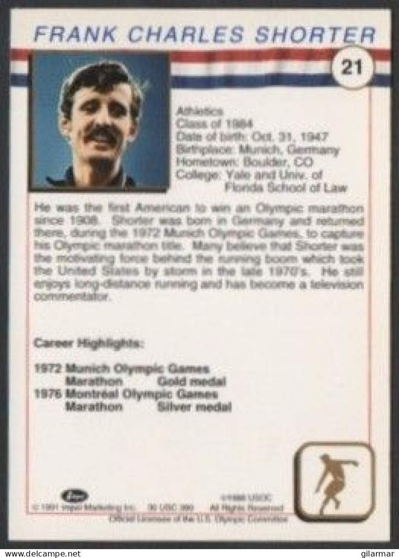 UNITED STATES 1991 - U.S. OLYMPIC CARDS HALL OF FAME # 21 - OLYMPIC GAMES 1972 / 1976 - FRANK SHORTER - ATHLETICS - G - Sonstige & Ohne Zuordnung