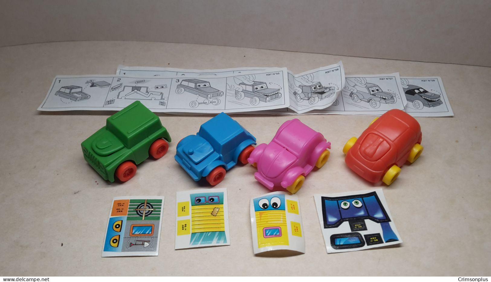 1997 Ferrero - Kinder Surprise - K97 55, 56, 57 & 58 - Funny Cars - Complete Set + 4BPZ's - Monoblocs