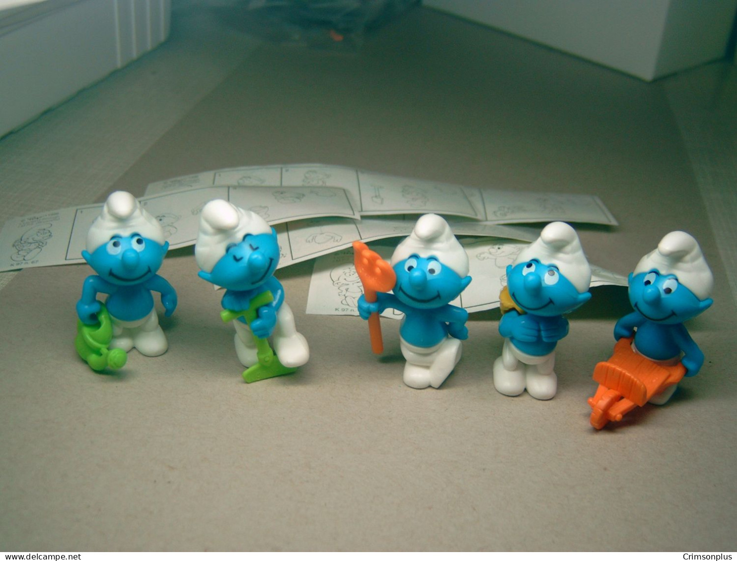 1997 Ferrero - Kinder Surprise - K97 64, 65, 66, 67 & 68 Smurfs Gardening - Complete Set + 5 BPZ's - Monoblocs