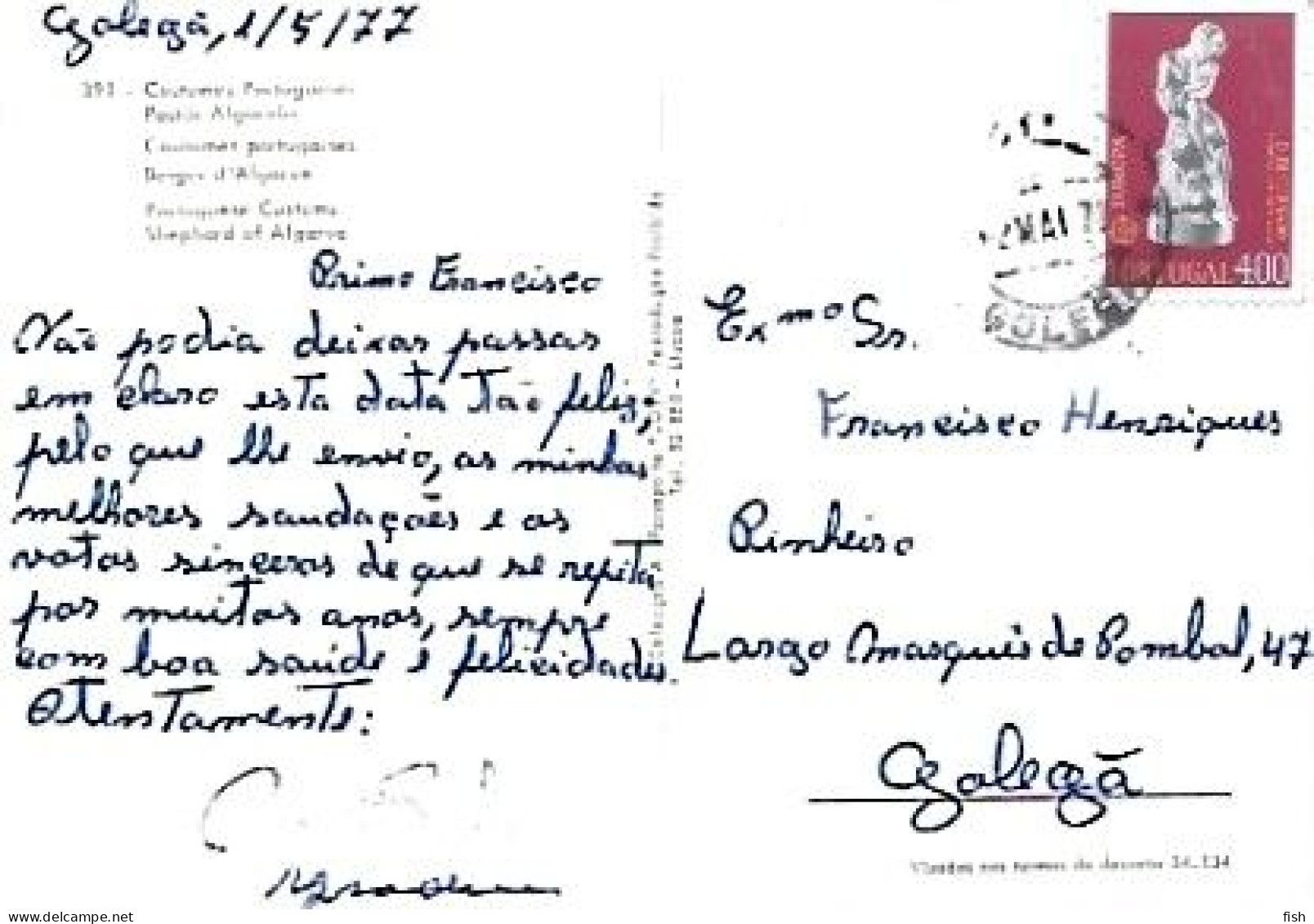 Portugal & Marcofilia, Portuguese Customs, Shepherd, Algarve, Golega 1977 (391) - Covers & Documents