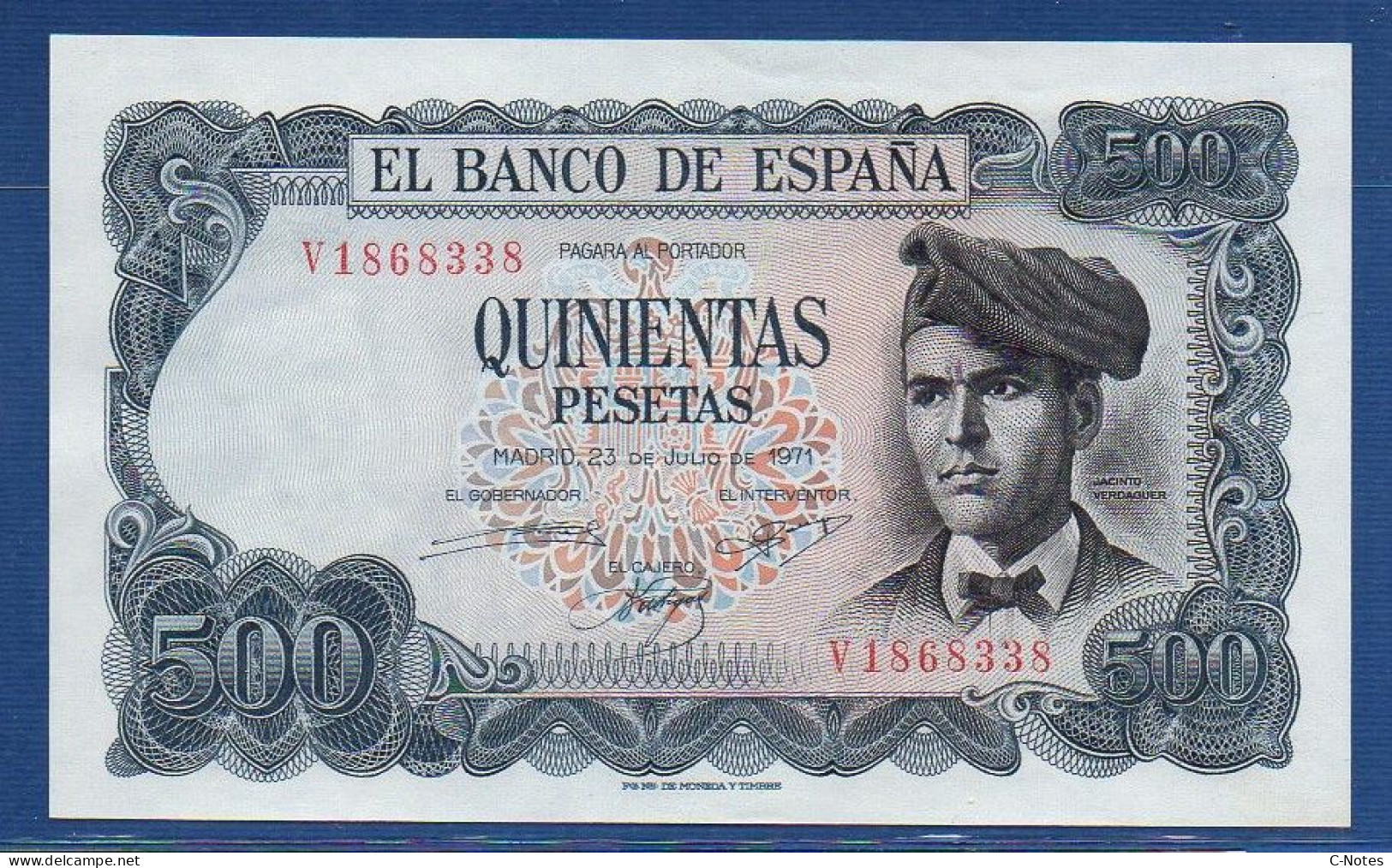 SPAIN - P.153 – 500 PESETAS 1971 AUNC-, S/n V1868338 - 500 Pesetas