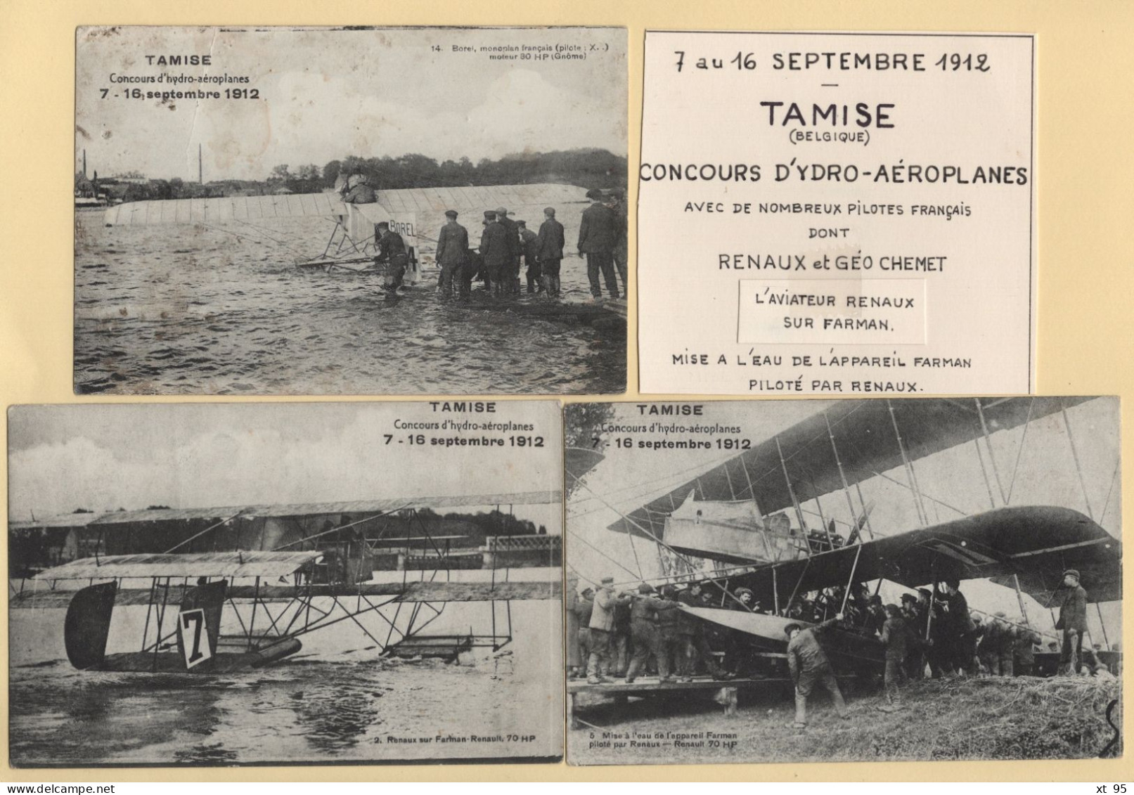 Tamise - Lot De 3 Cpa Neuves - Concours D Hydro-aeroplanes - 7-16 Septembre 1912 - Temse