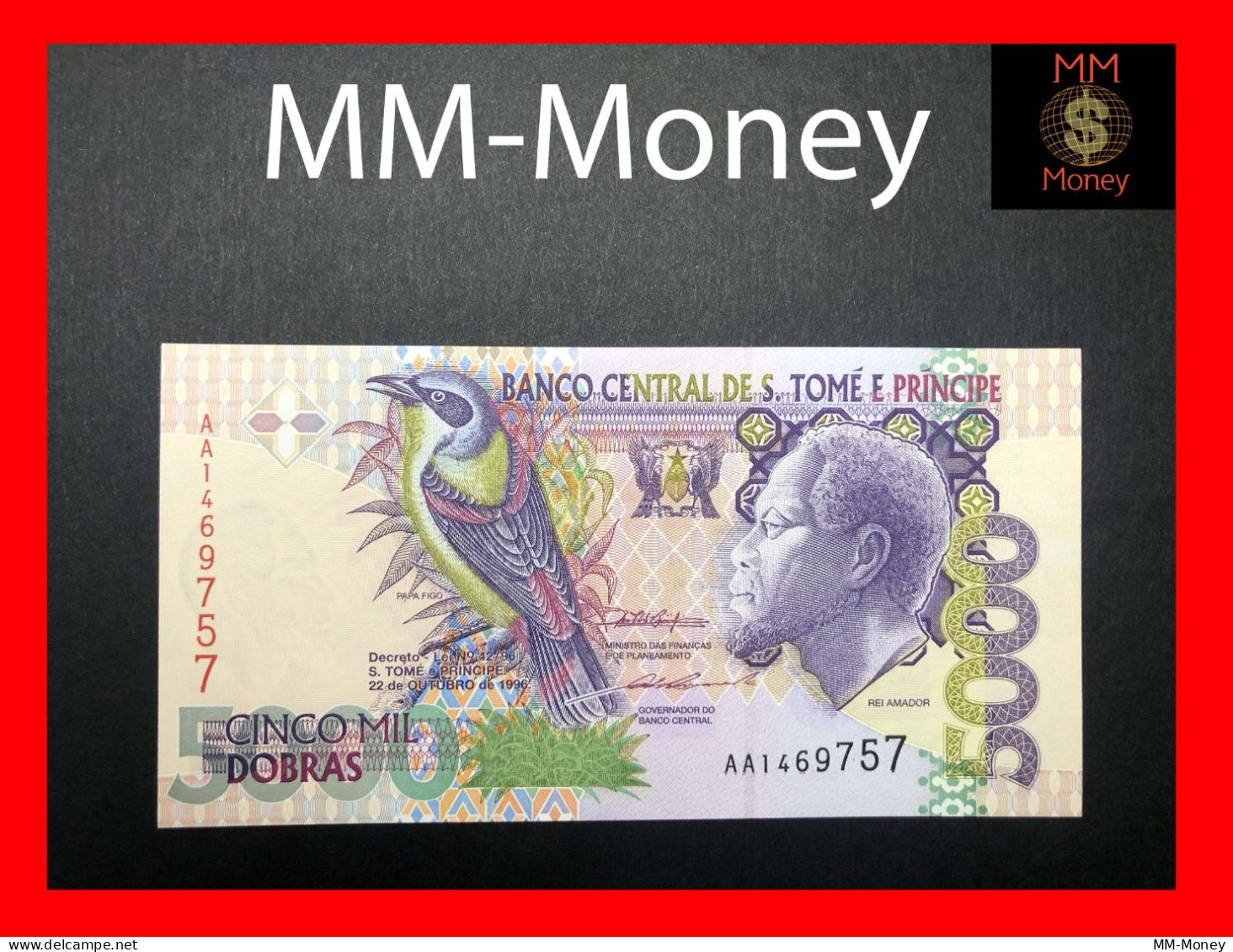 SAO TOME’ E PRINCIPE  5.000   5000 Dobras  22.10.1996   P. 65 A  *one Security Thread*     UNC - Sao Tome En Principe