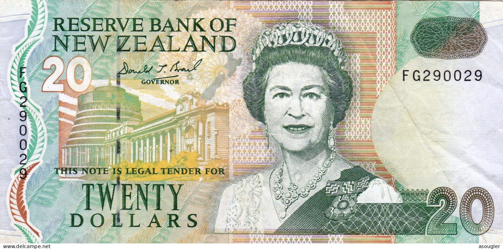 New Zealand 20 Dollars ND (1992) VF S/N : FG 290029 P-179b "free Shipping Via Registered Air Mail" - Neuseeland