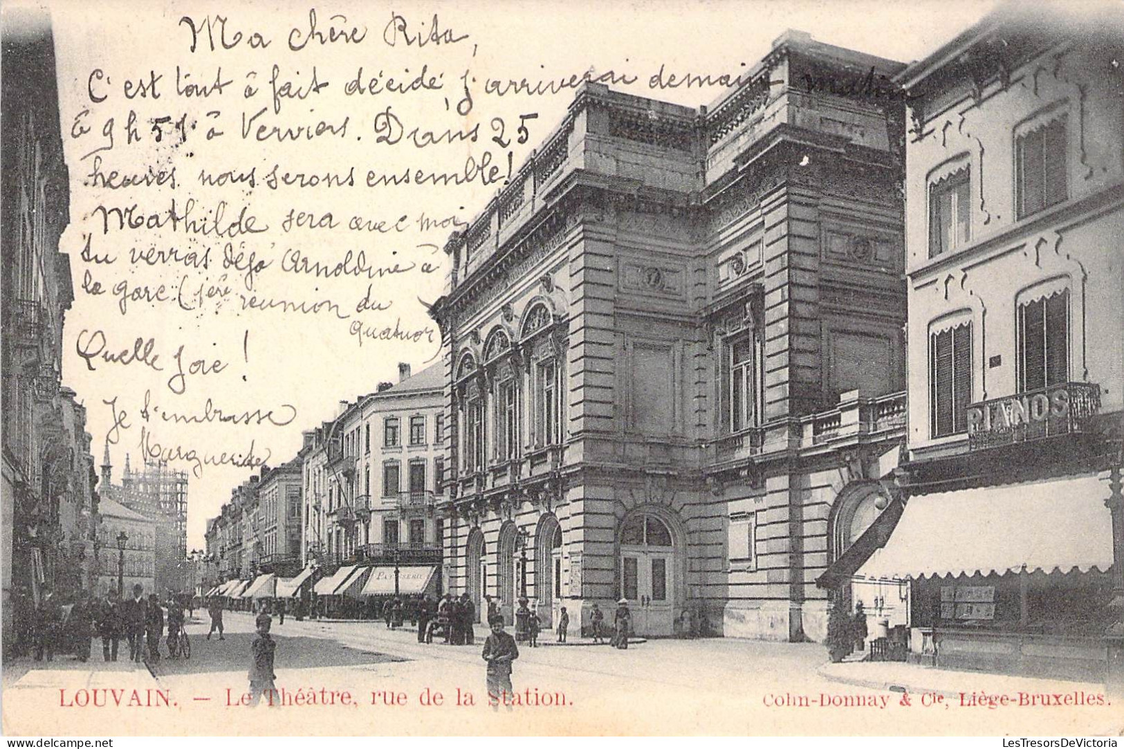 BELGIQUE - LOUVAIN - Le Théâtre Rue De La Station - La Gare - Carte Postale Ancienne - Otros & Sin Clasificación