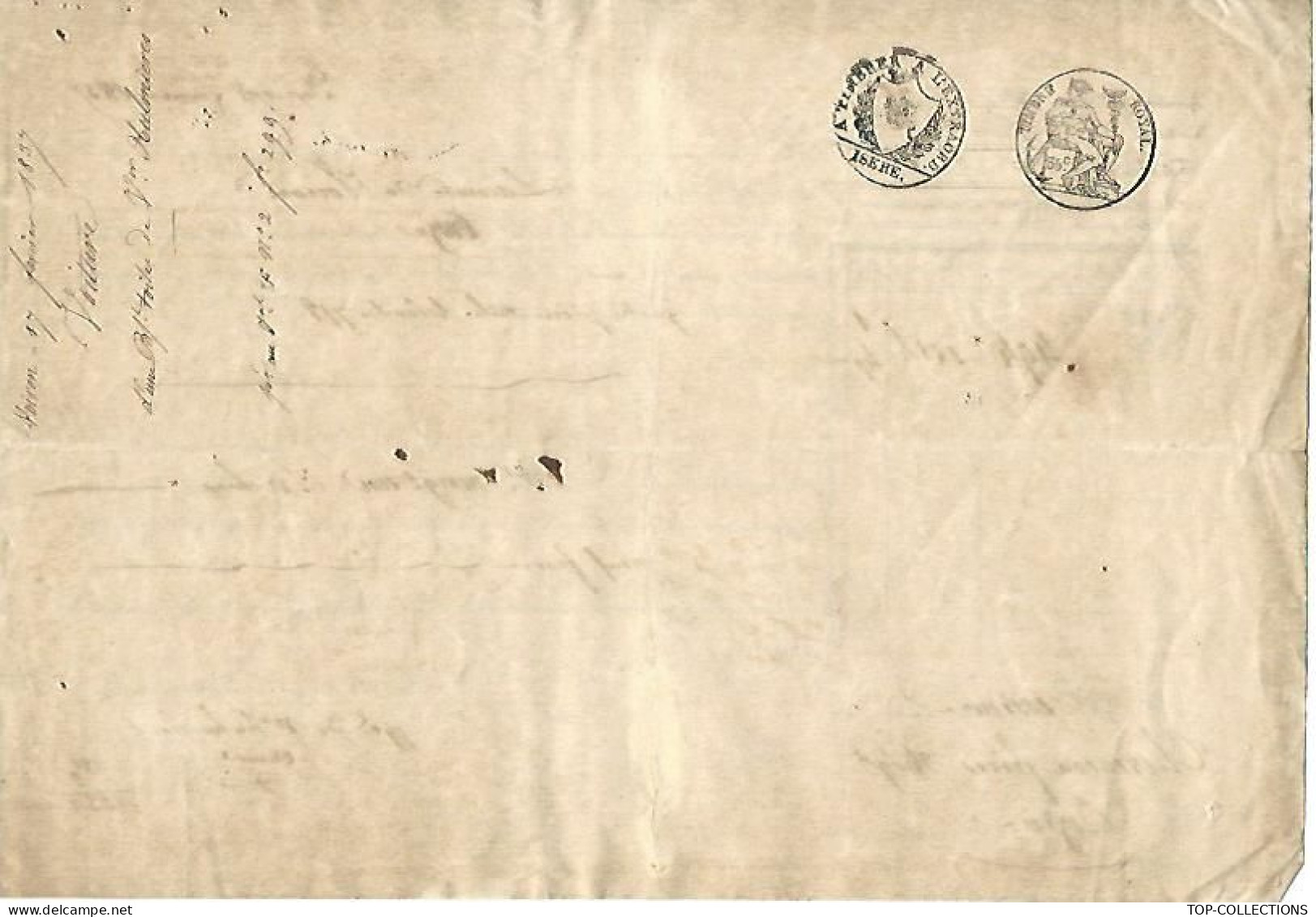 1837 LETTRE DE VOITURE ROULAGE TRANSPORT De Voiron Isère Bilion Et Lacombe Pièces De Toile Pour Théveneau Fr. Béziers - 1800 – 1899